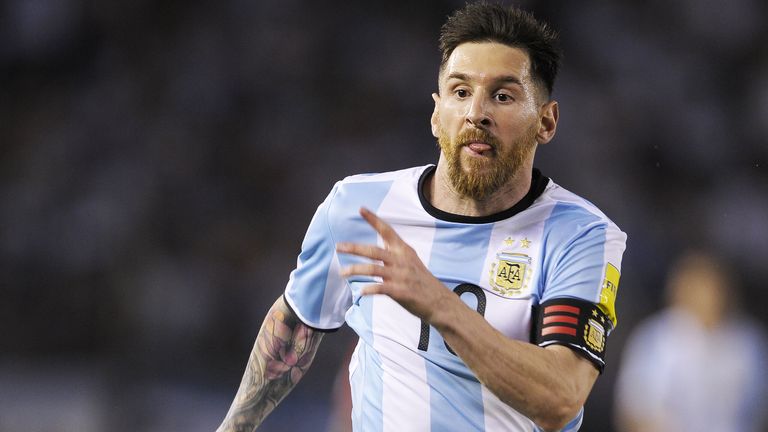 Lionel Messi in action during a 2018 FIFA World Cup qualifier against Chile