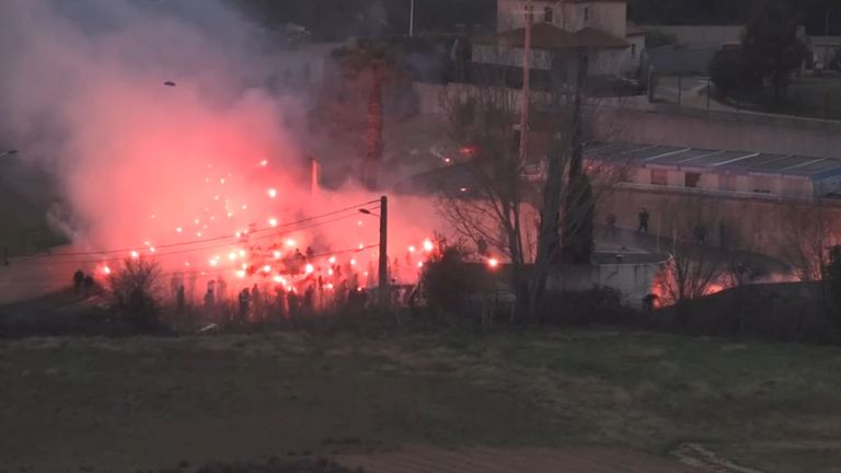 Marseille fans marched towards the training ground on Saturday