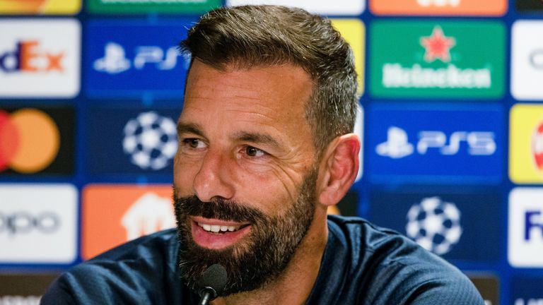 GLASGOW, SCOTLAND - AUGUST 15: Head coach Ruud van Nistelrooy during a PSV Eindhoven press conference ahead of a UEFA Champions League play-off tie against Rangers at Ibrox Stadium, on August 15, 2022, in Glasgow, Scotland. (Photo by Craig Williamson / SNS Group)