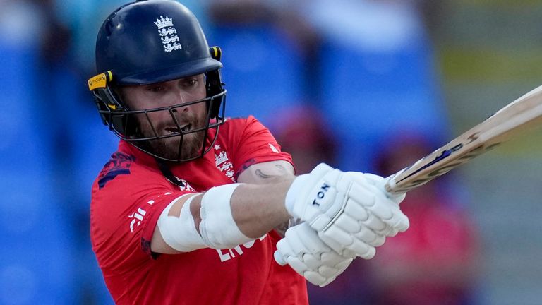 England's Phil Salt plays a shot against Namibia