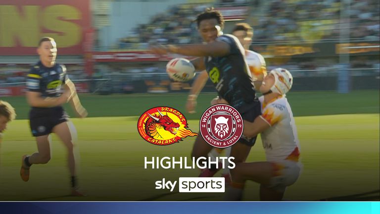 Highlights of the Super League match between Catalans Dragons and Wigan Warriors.