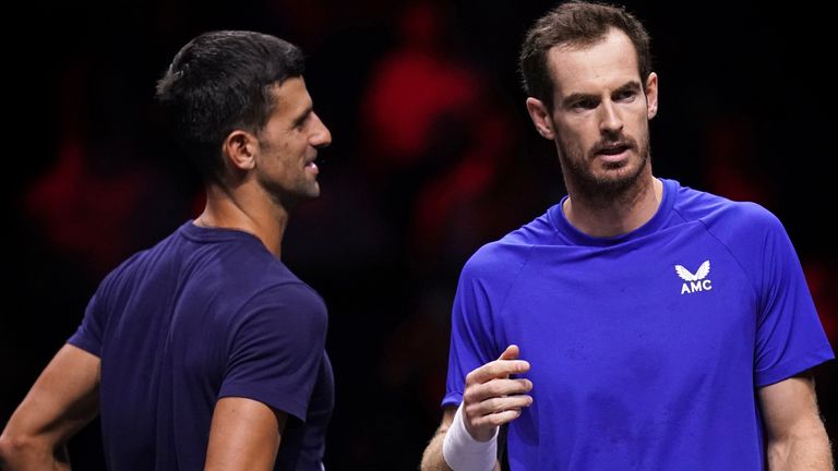 File photo dated 22-09-2022 of Novak Djokovic and Andy Murray. Novak Djokovic hopes Andy Murray partnership continues through to Wimbledon. Issue date: Friday March 7, 2025.