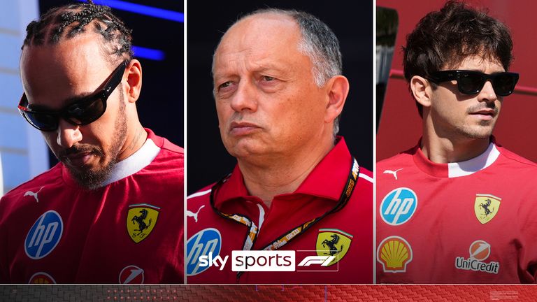 Lewis Hamilton, Fred Vasseur and Charles Leclerc