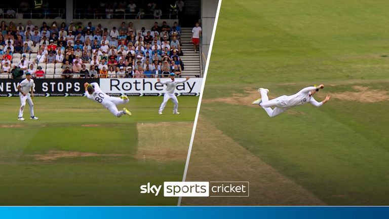 Ollie Pope makes catch from Karun Nair